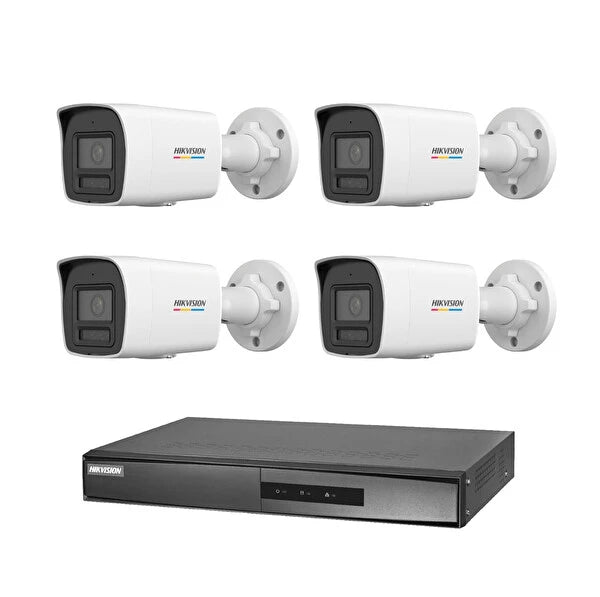 Hikvision 4 Kameralı 4 Mp ColorVu İp Güvenlik Kamera Seti DS-2CD1047G2H-LIUF (Dahili Mikrofonlu)