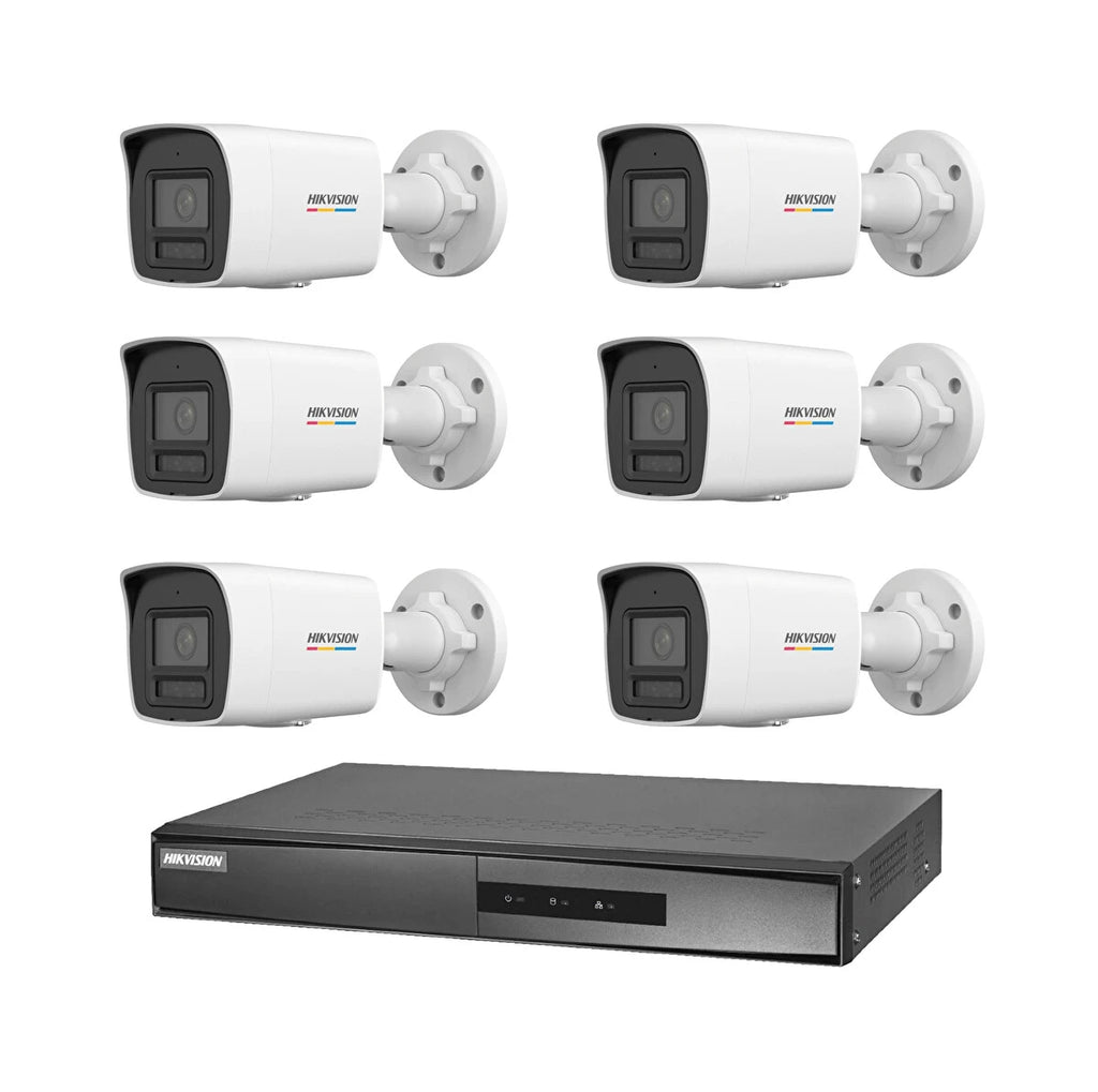 Hikvision 6 Kameralı 4 Mp ColorVu İp Güvenlik Kamera Seti DS-2CD1047G2H-LIUF (Dahili Mikrofonlu)