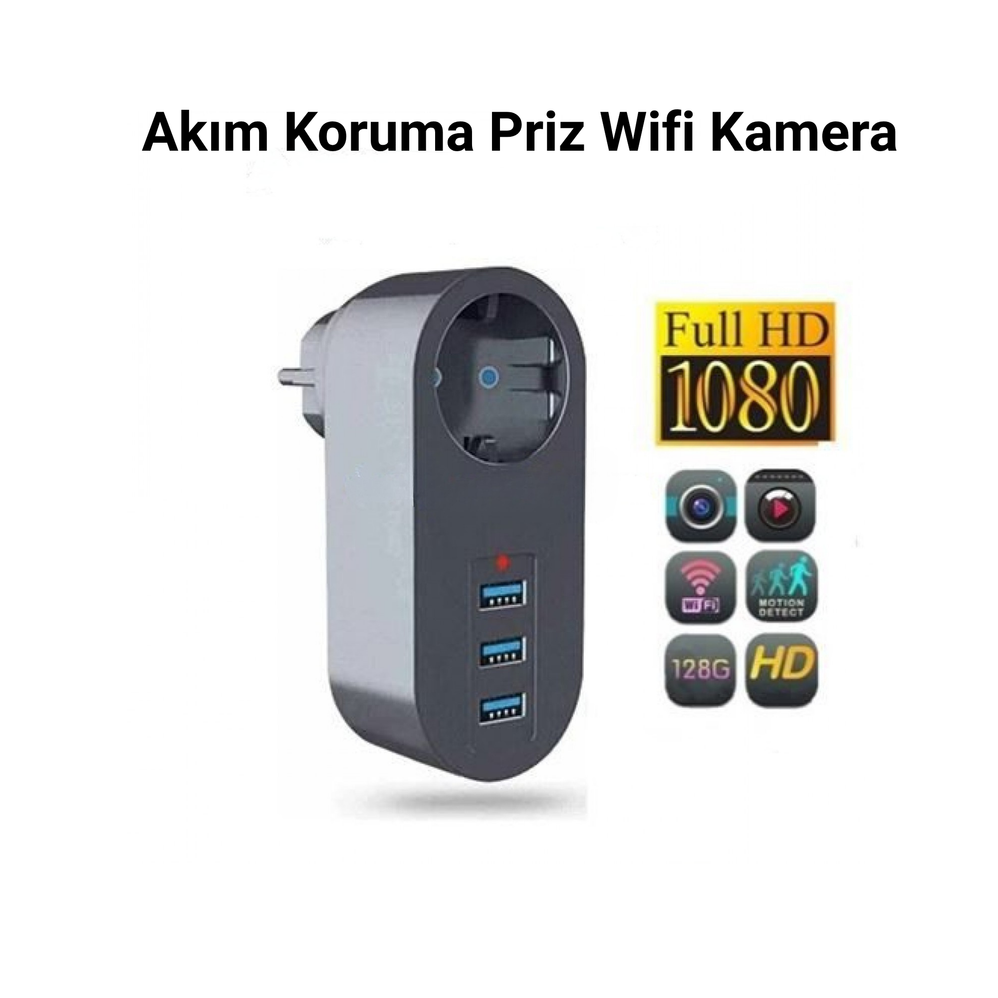 Mini Akım Korumalı Priz Wifi Kamera